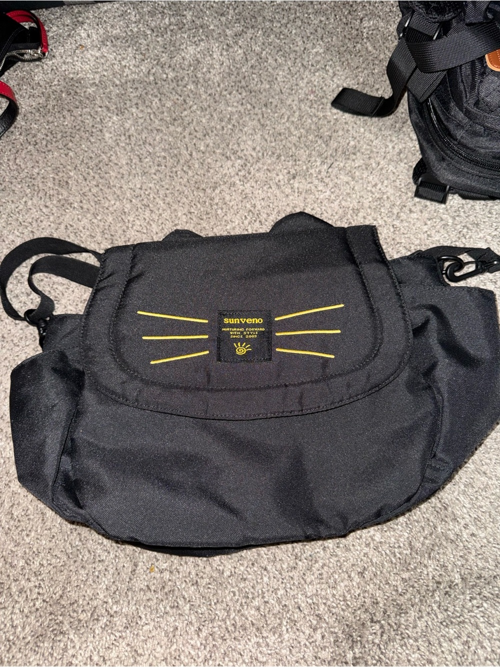Black Crossbody Belt Bag with Yellow Accent